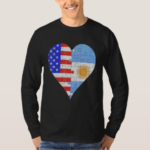 American Argentinian Flag Heart T-Shirt