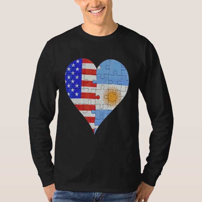 American Argentinian Flag Heart T-Shirt (Front)