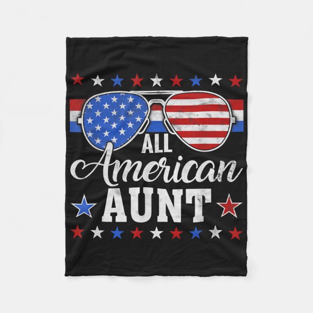 American Aunt Matching Family 4th Of July Usa Patr Fleece Blanket (Front)