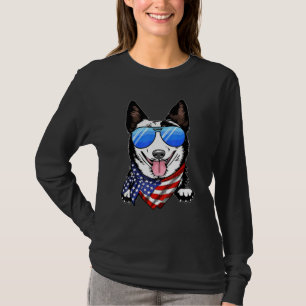 American Australian Cattle Dog Usa Flag 4th Of Jul T-Shirt