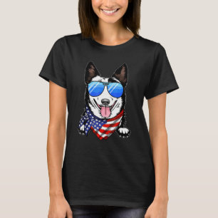 American Australian Cattle Dog Usa Flag 4th Of Jul T-Shirt