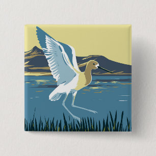 American Avocet 15 Cm Square Badge