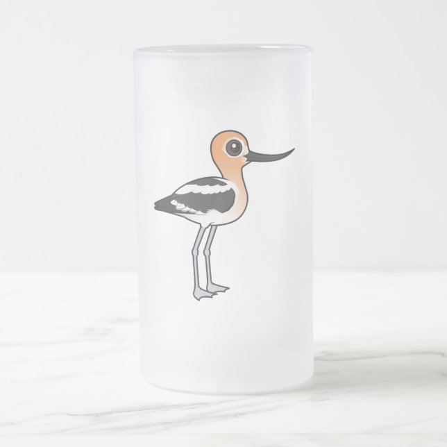 American Avocet Frosted Glass Beer Mug (Center)