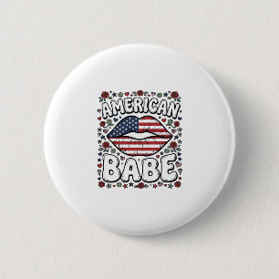 American Babe Patriotic Vintage Engraving Design_1 6 Cm Round Badge