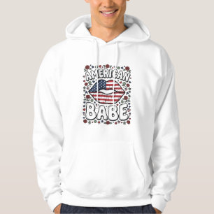 American Babe Patriotic Vintage Engraving Design_1 Hoodie