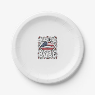 American Babe Patriotic Vintage Engraving Design_1 Paper Plate