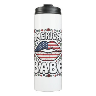 American Babe Patriotic Vintage Engraving Design_1 Thermal Tumbler