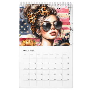 American Babe Patriotic Woman From America  Calendar