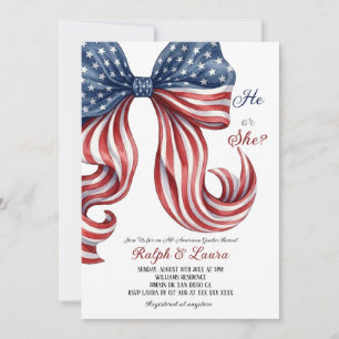 American Baby Bow Gender Reveal Invitation