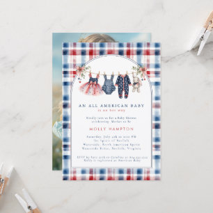 American Baby Patriotic Clothesline Baby Shower  Invitation