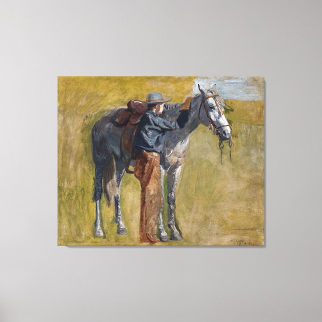 American Badlands: Old West Cowboy with Horse Canvas Print (Front)
