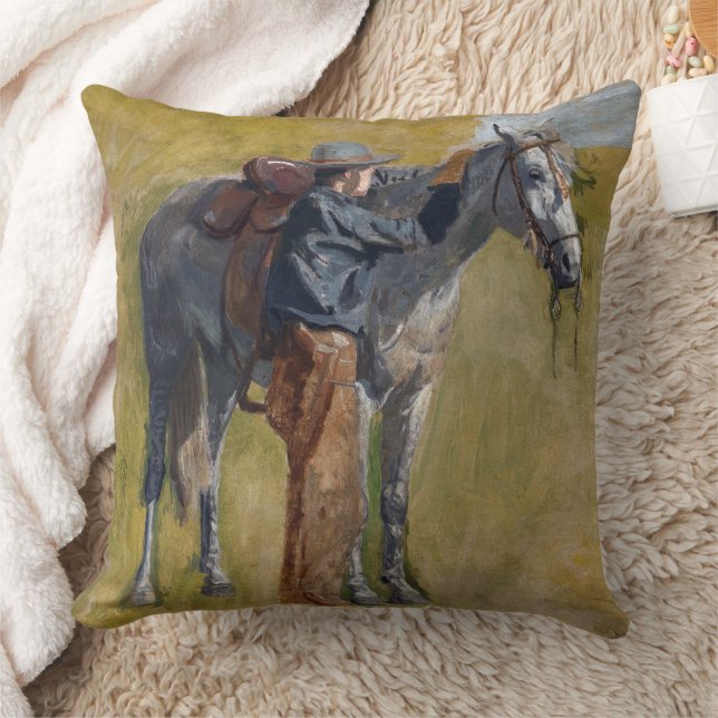 American Badlands: Old West Cowboy with Horse Cushion (Blanket)