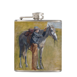 American Badlands: Old West Cowboy with Horse Hip Flask