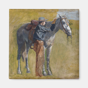 American Badlands: Old West Cowboy with Horse Magnet