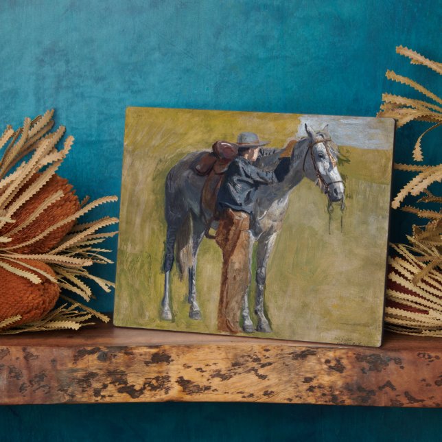 American Badlands: Old West Cowboy with Horse Plaque (Side)