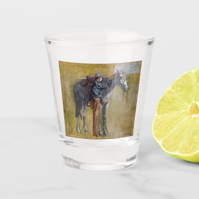 American Badlands: Old West Cowboy with Horse Shot Glass (Front)