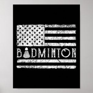 American Badminton Usa Flag Shuttles Funny Patriot Poster