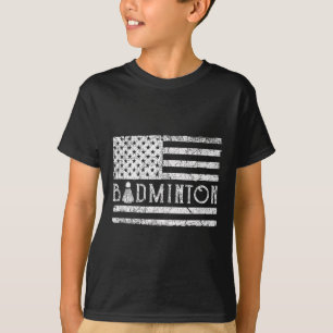 American Badminton Usa Flag Shuttles Funny Patriot T-Shirt