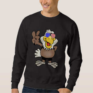 American Bald Eagle 4th of July Peace Sign Bird Lo Sweatshirt