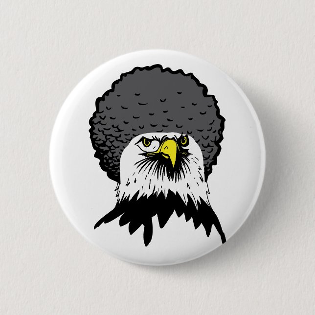 American Bald Eagle Afro Funny Button Badge Pin (Front)
