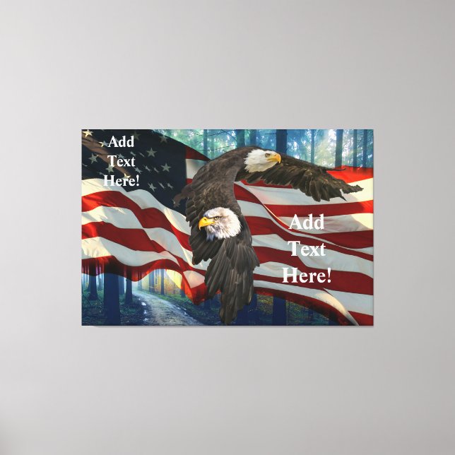 American Bald Eagle American Flag Canvas Print (Front)