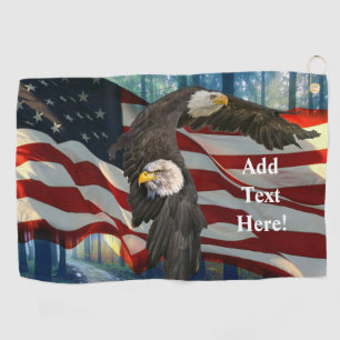 American Bald Eagle American Flag Golf Towel