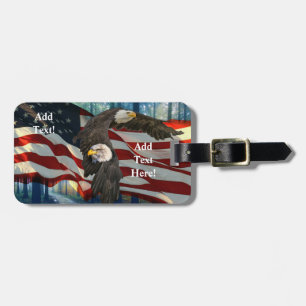 American Bald Eagle American Flag Luggage Tag