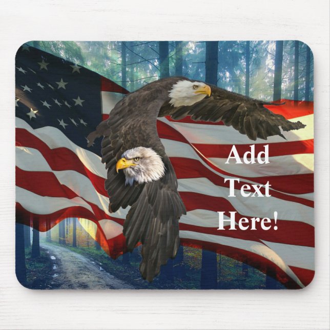 American Bald Eagle American Flag Mouse Pad (Front)