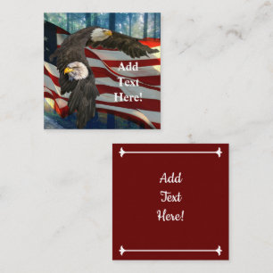 American Bald Eagle American Flag Square Business Card