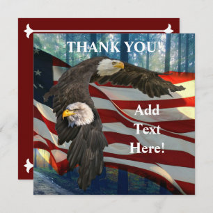 American Bald Eagle American Flag Thank You Card