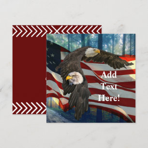 American Bald Eagle American Flag Thank You Card