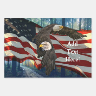 American Bald Eagle American Flag We the People Wrapping Paper Sheet