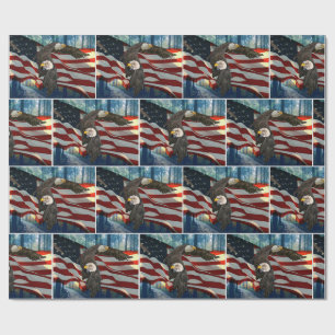 American Bald Eagle American Flag Wrapping Paper