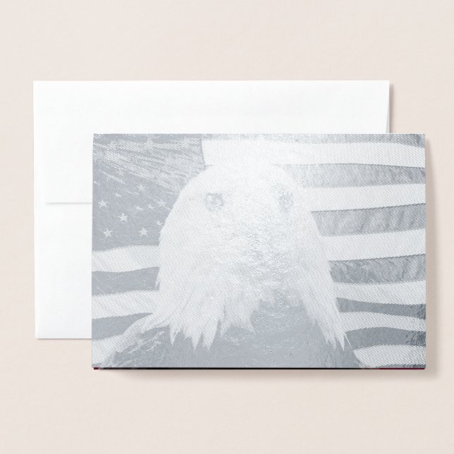 American Bald eagle and American Flag Foil Card (Front With Envelope)