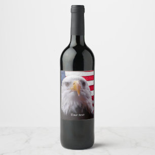 American Bald eagle and American Flag Wine Label