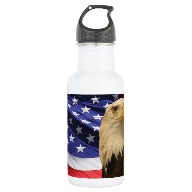 American Bald Eagle and Flag 532 Ml Water Bottle (Front)