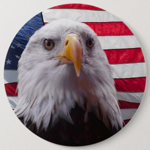 American Bald eagle and flag 6 Cm Round Badge
