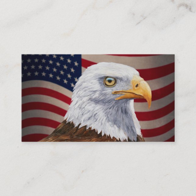 American Bald Eagle and Flag Business Card (Front)