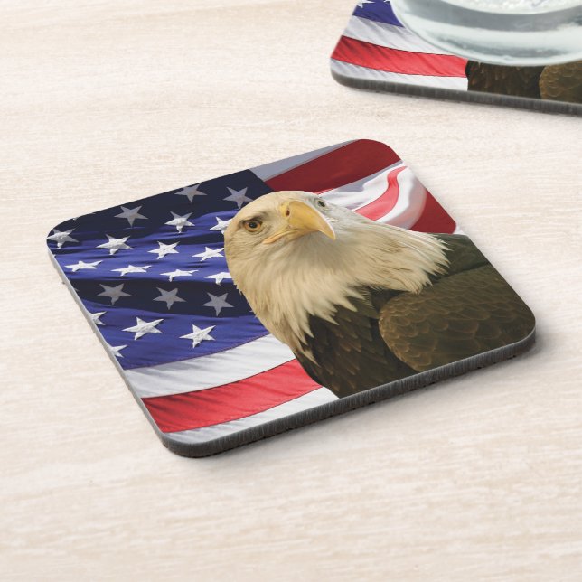 American Bald Eagle and Flag Coaster (Left Side)