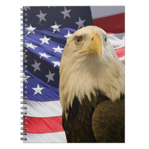 American Bald Eagle and Flag Spiral Notebook