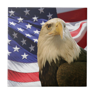 American Bald Eagle and Flag Tile