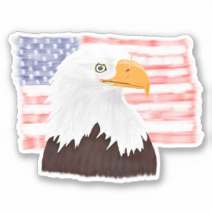American Bald Eagle and Flag - transparent.