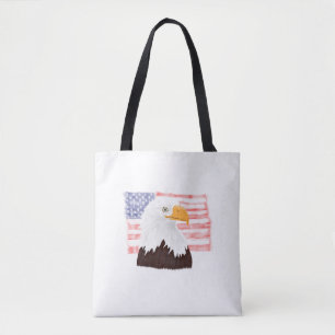 American Bald Eagle and Flag - transparent white. Tote Bag