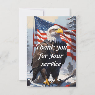 American Bald Eagle and the American Flag Thank You Card