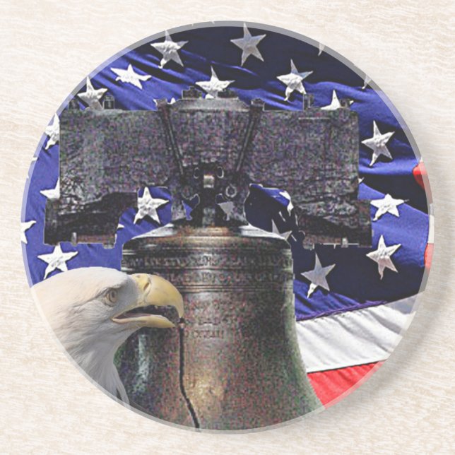 American Bald Eagle, Bell and Flag Coaster (Front)