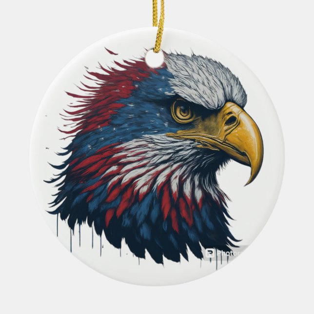American bald eagle ceramic tree decoration (Front)