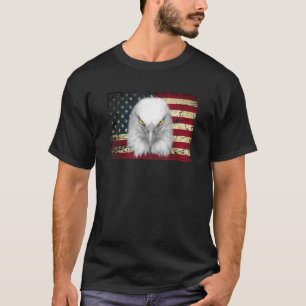 American Bald Eagle Eyes Eagle Flying Usa Flag Pat T-Shirt