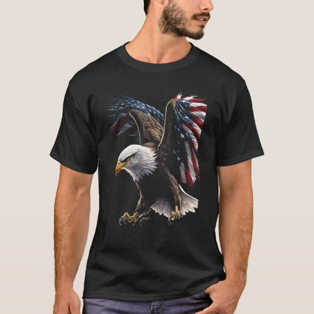 American Bald Eagle Eyes Flag Country 8 T-Shirt (Front)