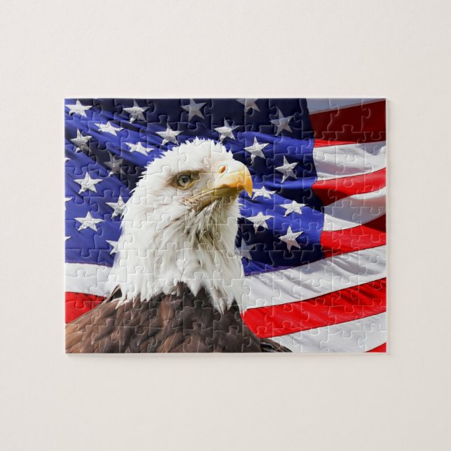 American Bald Eagle Flag Jigsaw Puzzle (Horizontal)