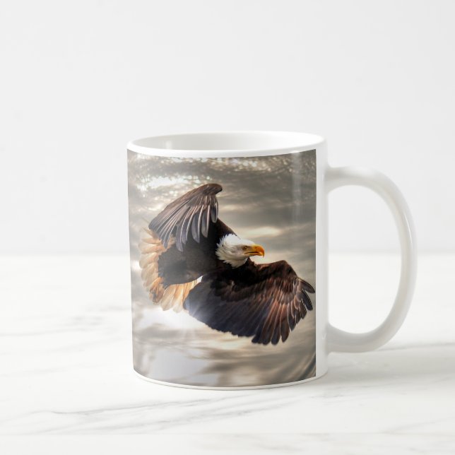 American Bald Eagle Flying Over Ocean Coffee Mug (Right)